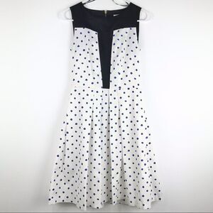 Closet White A-Line Rockabilly Dress with Blue Polka Dots